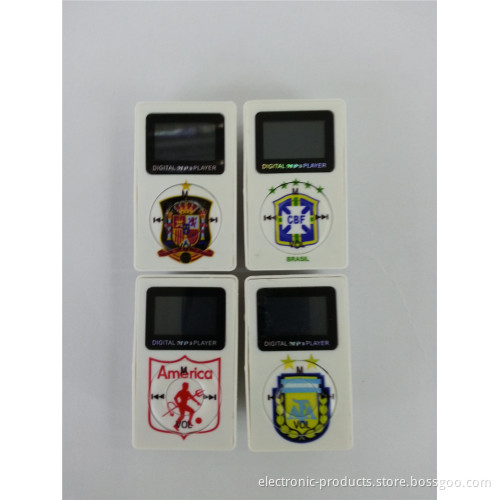 Wholesale hot selling no memory plastic clip card MP3 with team icon screen card MP3